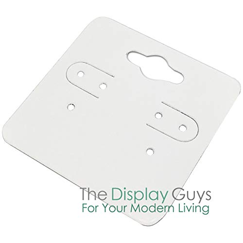 Image of The Display Guys Pack of 100 pcs 2x2 inch inch (5x5 cm) White Paper Necklace Earrings Display Hanging Cards for Jewelry Accessory Display