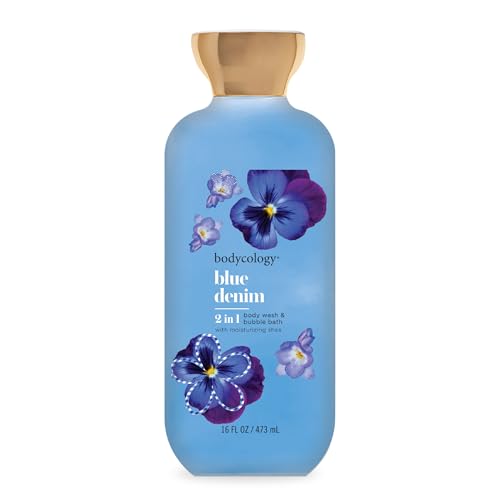 Bodycology 2-in-1 Body Wash & Bubble Bath, Blue Denim, 16 fl oz