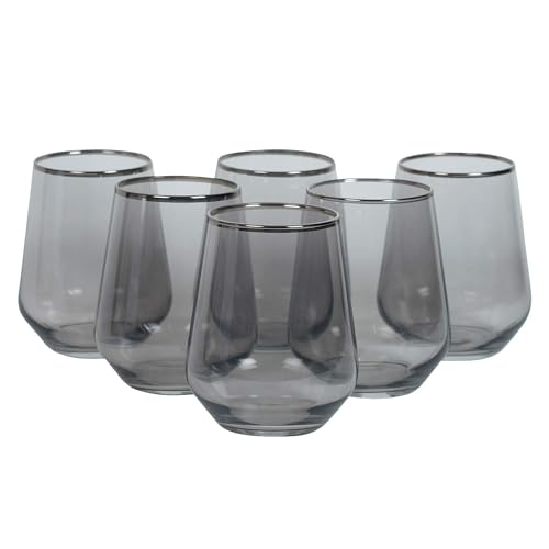 Image of bellemax 350 ML Black Drinking Glasses, Highball Lead-Free Glasses, Tumblers for Mixed Drinks, Water, Juice, Beer, Cocktail and Mixed Drinks (6)