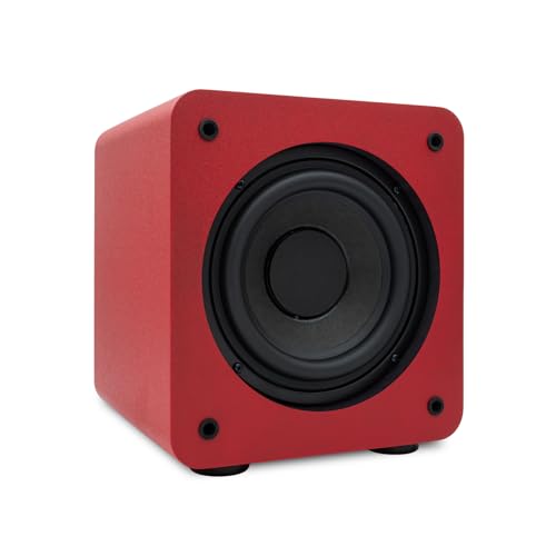 Image of Audioengine S6 Mini Subwoofer - Compact 210W Powered Bass Speaker | for Music, Movies, Gaming & Home Office Setups - Red