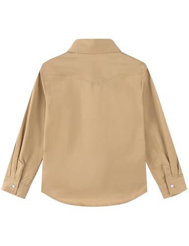 Image of Noomelfish Girls Long Sleeve Western Pearl Snap Button Down Shirt Cowgirl Outfits Blouse Tops (5-14 Years)
