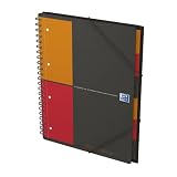 OXFORD Cahier International Organiserbook A4+ Petits Carreaux 5mm 160 Pages Reliure Intégrale Couverture Polypro Gris