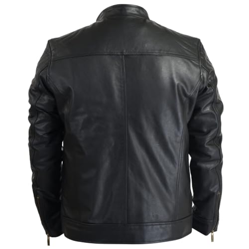 Image of Body Guard Genuine Leather Jacket | Genuine & Pure Leather Jacket | Mens Solid Biker Jacket | Full Sleeve Solid Jacket for Men's Biker Style | 2 Insiide & 2 Outside Pockets with zipped Sleeve