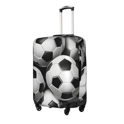 Black White Soccer Ball Print Protective Suitcase Cover Washable Travel Luggage Protector with Concealed Zipper2