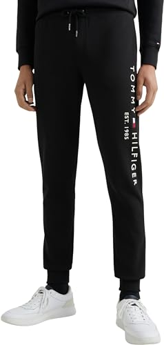 Tommy Hilfiger Pantaloni da Jogging Uomo Pantaloni Felpati, Nero (Black),
