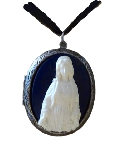 Médaillon porte-photo cassolette Vierge Marie : cadeau idéal de baptême