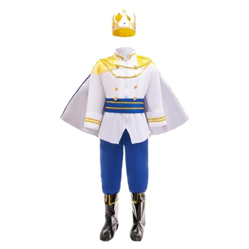 Lito Angels Deguisement Roi Royal Charmant Costume Prince avec Couronne pour Enfants Garçons Taille 5-6 ans, Bleu