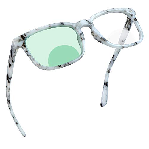 Image of YEIN Bifocal Reading Glasses with Blue Light Blocking Lenses, Bifocal Reader for Women and Men, Vintage Square frame with Spring Hinge (+0.50 /+2.25 magnification)