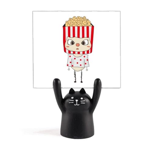 Support de mémo chat noir et pop-corn - Petit porte-note mignon pour une ambiance chaleureuse