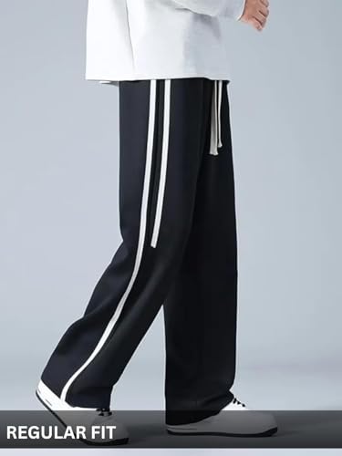 Image of GRECIILOOKS Korean Style Track Pants for Men - Loose Fit Lycra Cargo Joggers | Trendy Gym & Streetwear Bottoms with Utility Pockets (Available in Plus Size)