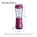 Hamilton Beach Portable Blender for Shakes and Smoothies, 14 Oz BPA Free Travel Cup & Lid, Durable Stainless Steel Blades, Personal Smoothie Blender, Raspberry, 51131G