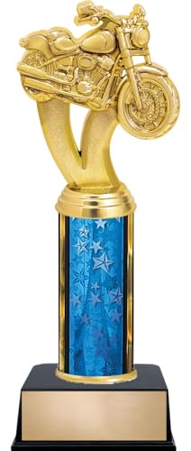 Crown Awards 11" Custom Motorcycle Soft Tail Blue Stars Trophy Prize with Free Customization