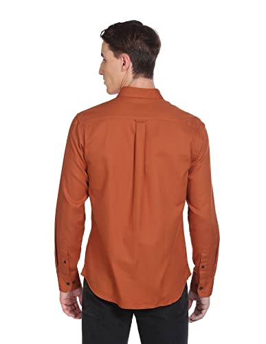 Image of U.S. POLO ASSN. Men Rust Button Down Collar Cotton Solid Casual Shirt