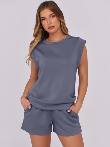 Image of ANRABESS Two Piece Sets for Women 2026 Summer Short Lounge Set Casual Beach Vacation Outfits Spring Sweatsuits Tracksuit