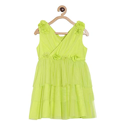 Image of miniklub Infant Green Solid Layered Wrap Dress