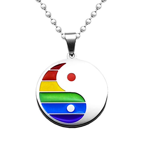gazechimp Orgulho Yin Yang Rodada Pingente Gargantilha Colar Unissex Gay Jóias Lésbicas