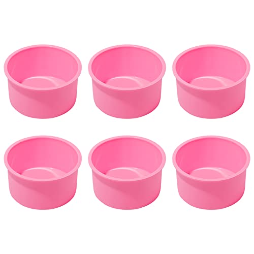 Staruby Silicone Mini Round Cake Molds, 4 Inch, Pink, Set of 6