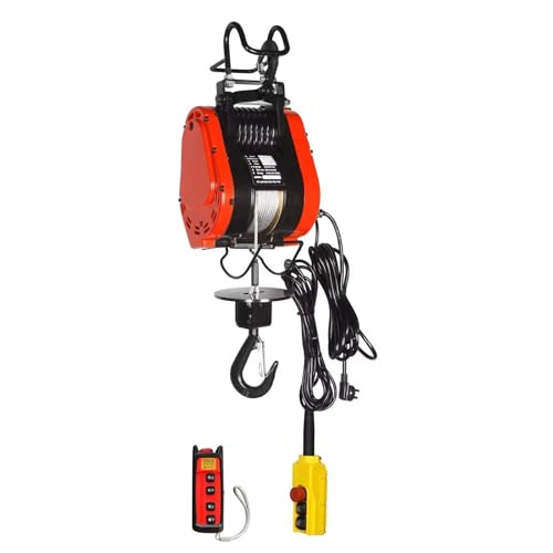 1653lbs Electric Hoist Winch, 68ft Lift Height, 15m/min Speed, Remote Control & Wireless Operation, Heavy Duty Lifting Solution for Garage, Workshop, and Industrial Use