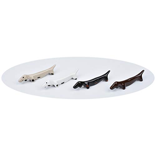 gShopVV 4 Pcs Color Dachshund Dog Set Ceramic Chopsticks Rest Spoon Fork Knife Holder Rack