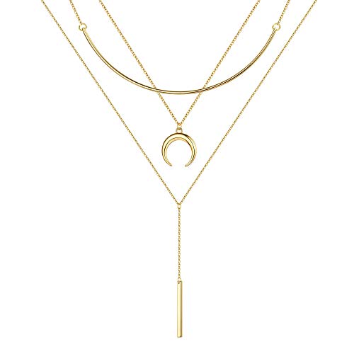 Turandoss 14K Gold Plated Layered Necklace for Women Jewelry Gift, 16+2.5