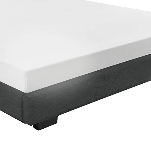 Corium Kunstlederbett Polsterbett aus Kunstleder Bettgestell mit Lattenrost 140x200 cm Bett inkl. Lattenrahmen Doppelbett Jugendbett Lederimitat in Schwarz