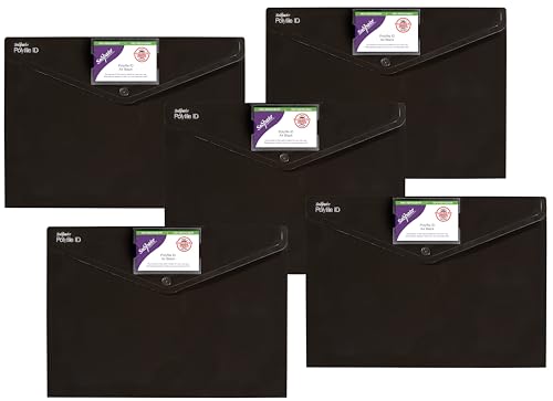 Snopake [100% Recycled] A4 Polyfile ID Popper Wallet with Press Stud Closure – Black [Pack of 5] Ref: 12491