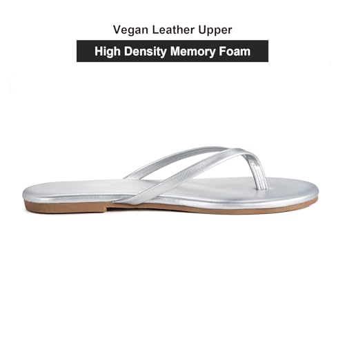 Image of mazeskin Women's Memory Foam Comfortable Flat Thong Sandals Dressy Summer Beach Leather Slide Flip Flops