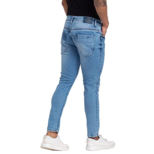 Image of Spykar Men's Mid Rise Cotton Slim Fit Tapered Length Jeans (Kano)