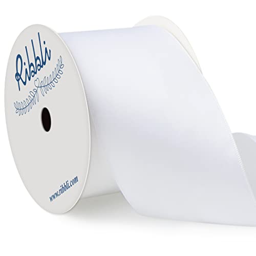 Ribbli White Double Faced Satin Ribbon 2 x Continuous 10 Yards Use for Bows Bouquet Gift Wrapping Floral Arrangement Wedding Decoration