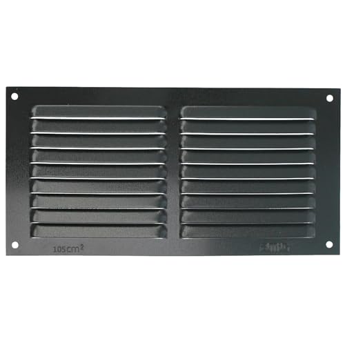 Amig - Griglia Rettangolare in Alluminio con Zanzariera | Griglie di Ventilazione per Uscita d'Aria | Ideale per Soffitto di Cucina e Bagno | Dimensioni 150 x 300 mm | Colore Nero