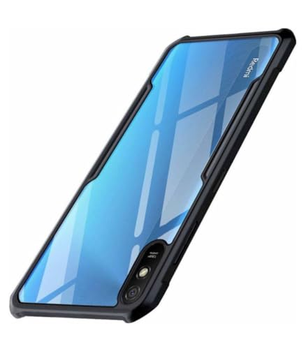 Image of BATCHONE Polycarbonate Shockproof Cover Case Compatible for Mi Redmi 9A / 9A Sport / 9i / 9i Sport 360 Degree Protection /Transparent Back Case (Black Bumper) (Pack of 1)