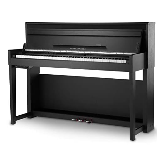 Classic Cantabile UP-1 SM Piano Vertical Digital - 88 Teclas con Peso - Teclado electronico con USB, MIDI, 40 voces, 256 polifonía - Organo musical con función de grabación de Mp3 - Negro Mate