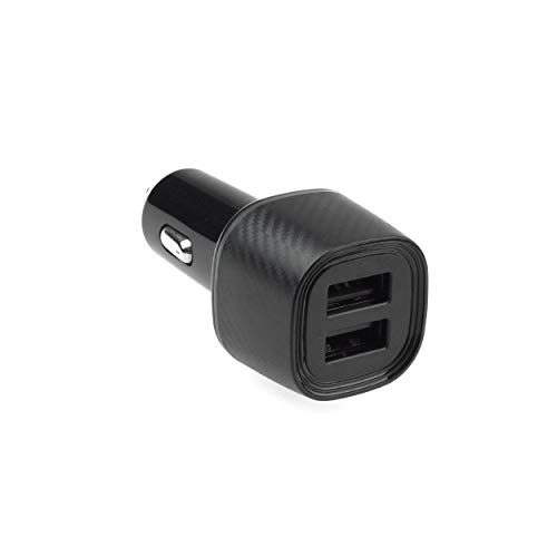 Maxxcount Adaptador de Cigarrillo Dual USB XCarLink 2X Quickcharge QC 3.0 para 12 / 24V, carbón Negro con Anillo LED (Azul) para teléfonos Inteligentes, tabletas, dashcams, PDA, etc.