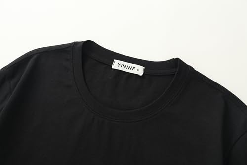Image of YININF Men's T-Shirts Hipster Short Sleeve Solid Color Crew Neck Cotton Soft Fitted Tees