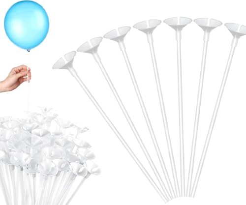 30 Stück Luftballon Stäbe 32cm – Transparente Kunststoff Ballonstäbe mit Halterung, Wiederverwendbar, Ballonhalter für Hochzeit, Geburtstag, Party & Feier Dekoration