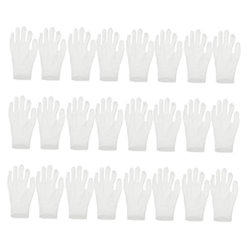 Gogogmee 12 pares Guantes de Algodón Blanco para Trabajo y Uso Diario Talla Suaves Hidratantes Unisex Protección para Manos Sensibles y Múltiples Actividades