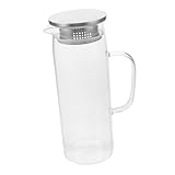 Ipetboom Jarra de Vidrio Borosilicato con Tapa y Filtro Resistente al Frío Diseño Transparente para Bebidas Frías y Té Recipiente Práctico y Duradero
