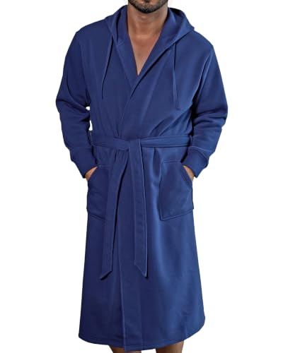 Image of Alexander Del Rossa Men's Long Sleeve Hooded Sweatshirt Robe, Mens Bathrobe