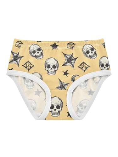 ZZKKO Stars Moon and Cartoon Skull Girls Underwear Toddler Panties for Girls Comfort Brief Size 2-8T