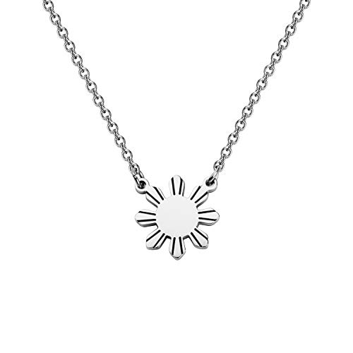 MYOSPARK Philippines Sun Necklace Philippines star necklace Philippine Pride necklace Philippines Jewelry Gift For Filipino (Philippines Sun Necklace S)