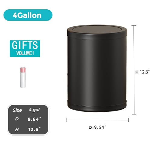 Caneca de basura metálica negra de 15L con tapa miniatura 6
