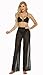 Awoscut Women See Through Sheer Mesh Pants Beach Swimsuit Bikini Bottom Cover up Party Club Elastic High Waist Wide Leg Pants (Black, L)