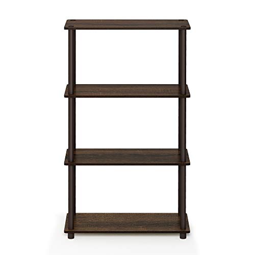 Furinno Turn-N-Tube 4-Tier Multipurpose Shelf Display Rack, Single, Walnut/Brown