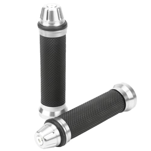 ENN LLC バイクグリップ アルミハンドルバーエンド付き φ22.2mm カスタム用 (シルバー)