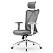 SIHOO Silla de Oficina ergonómica M18, Silla de Escritorio con reposacabezas Ajustable y Soporte Lumbar, Silla ejecutiva giratoria con Respaldo Alto para Oficina en casa (Blanco Grisáceo)