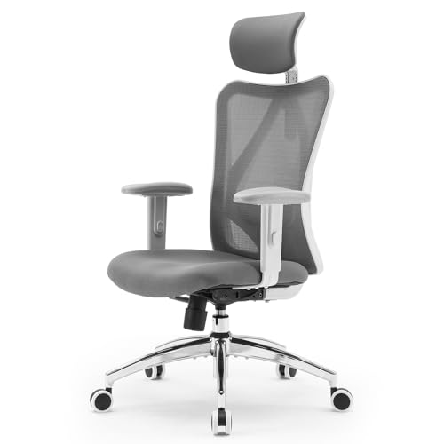 SIHOO M18 Ergonomic Office Chair for Big and Tall People Adjustable Headrest with 2D Armrest Lumbar Support and PU Wheels Swivel Tilt Function Black