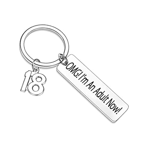 18th Birthday Keyring, Stainless Steel, Keychain, Mitzvah Gift Keychain, Ladies Mens Girls Boys 18th Birthday Gifts Keyrings Cover