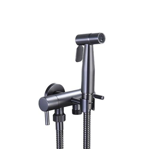 Ducha Higienicas para WC, Grifo Bidet para WC de Mano, Kit de Ducha Bidet Acero Inoxidable con Manguera de 1.5m, Doble Manija Doble Válvula Pulverizador de Bidé para Inodoro