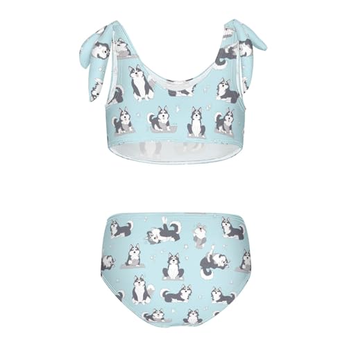 Wusikd Cute Huskies Girls Swimsuits Two Piece Yoga Poses Swimwear Bikini Set for for Girls Size 3T2