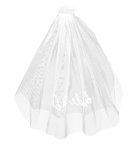 Schleier Braut Kurz, Brautschleier Weißer Hochzeitsschleier aus Premium Polyester, Wiederverwendbarer Brautschleier für Junggesellinnenabschied und Trauung Komfortabler Sitz
